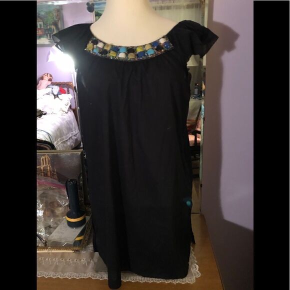 057 FLUTTER SLEEVE JEWELED TOP COTTON sz 18-20 - Picture 1 of 5